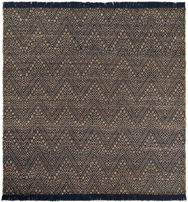 Navy Blue and White 8' x 8' Braided Jute Square Rug