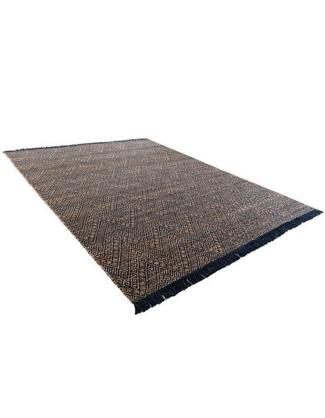 Navy Blue and White 7' 10 x 10' Braided Jute Rectangle Area Rug 100% Jute Hand Braided Natural Eco-Friendly Boho Style Carpet for Living Rooms Dining Office Space Dorms for Sale at Rug Engine
