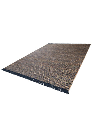 Navy Blue and White 8' x 10' Braided Jute Rectangle Rug
