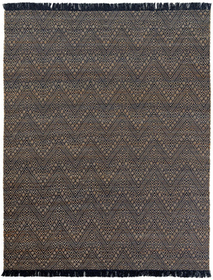 Navy Blue and White 8' x 10' Braided Jute Rectangle Rug