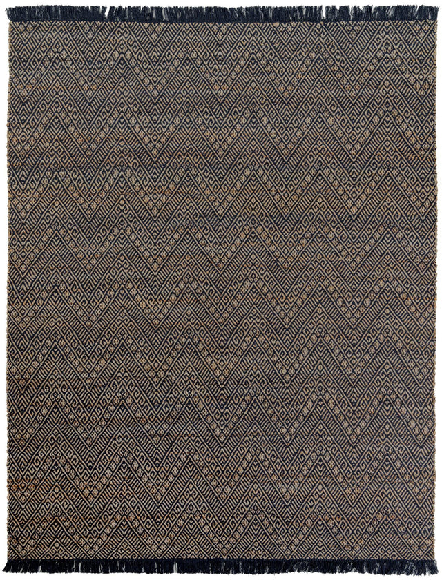 Navy Blue and White 8' x 10' Braided Jute Rectangle Rug
