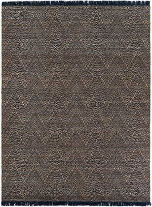 Navy Blue and White 9' x 12' Braided Jute Rectangle Rug