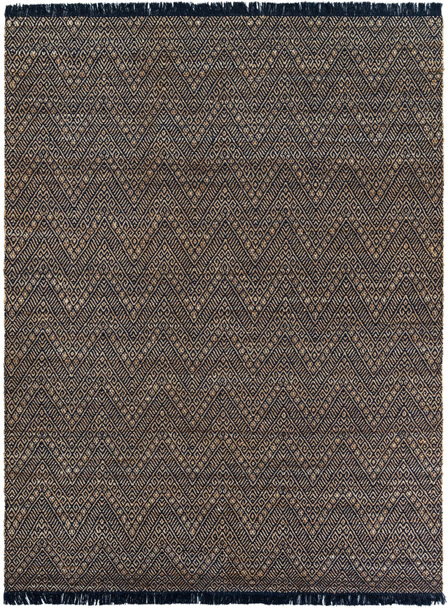 Navy Blue and White 9' x 12' Braided Jute Rectangle Rug