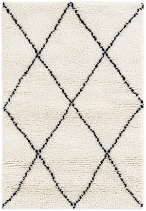 Ivory and Black 2' x 3' 1 Safiya Moroccan Wool Rectangle Area Rug
