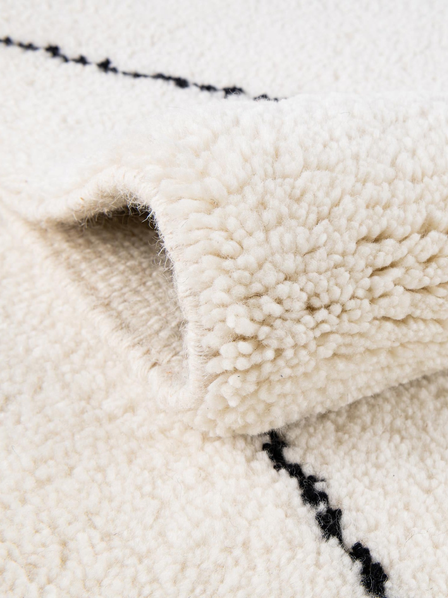 Ivory and Black 9' x 12' Safiya Moroccan Wool Rectangle Area Rug Hand Knotted High Quality New Zealand Wool Luxury Carpet for Interior Design for Sale at Rug Engine