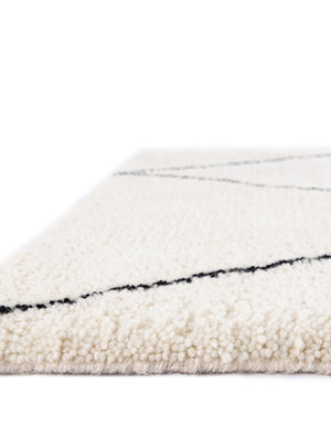 Ivory and Black 2' x 3' 1 Safiya Moroccan Wool Rectangle Area Rug