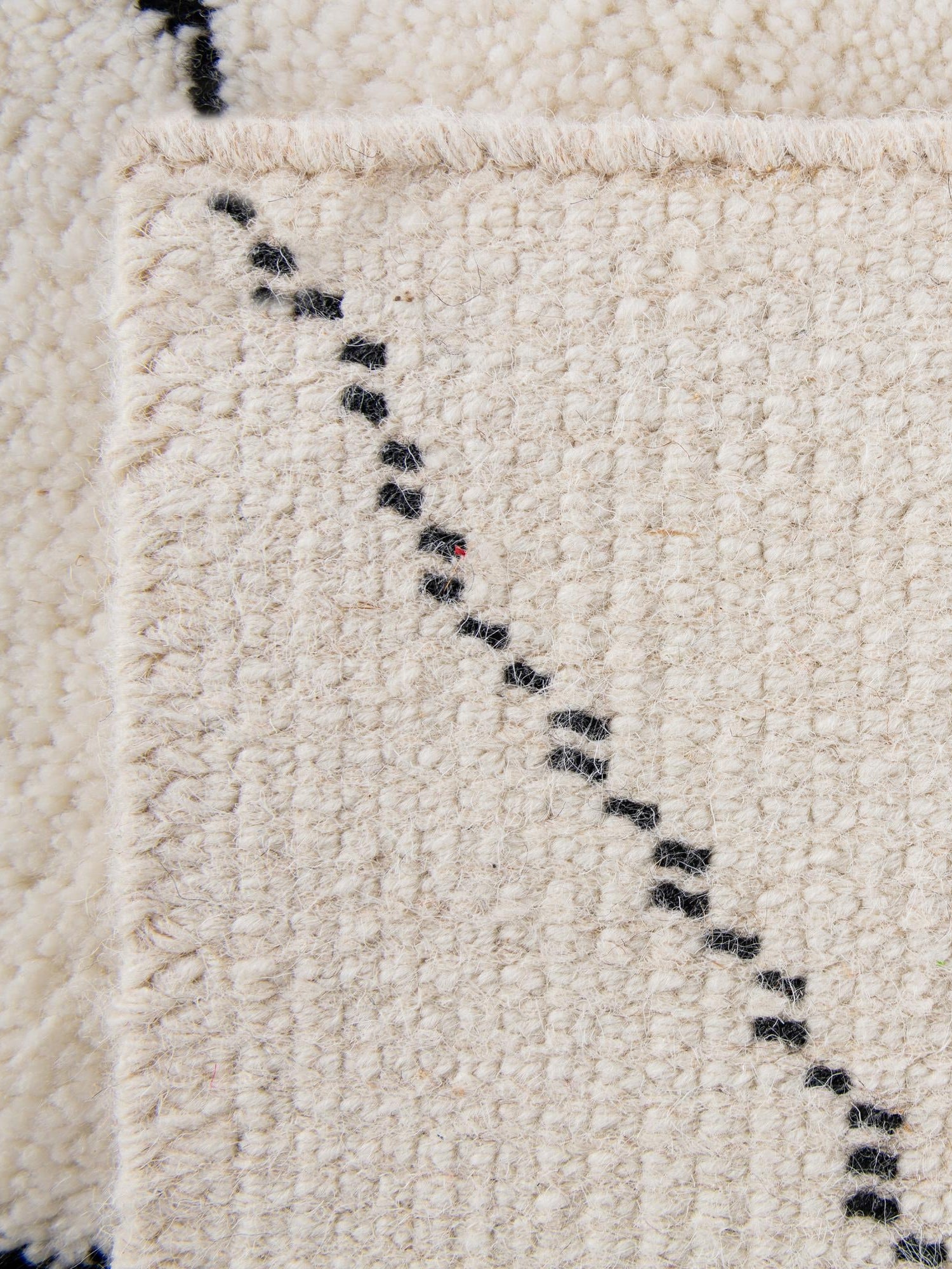 Ivory and Black 9' x 12' Safiya Moroccan Wool Rectangle Area Rug Hand Knotted High Quality New Zealand Wool Luxury Carpet for Interior Design for Sale at Rug Engine