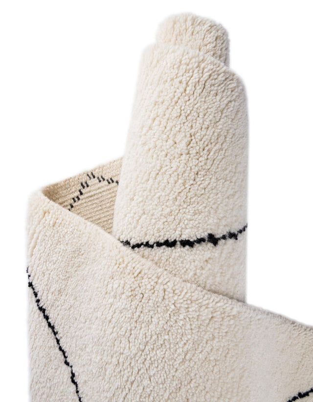 Ivory and Black 2' x 3' 1 Safiya Moroccan Wool Rectangle Area Rug