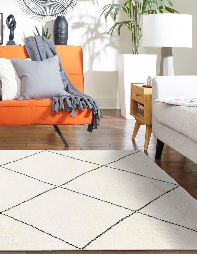 Ivory and Black 10' x 14' 1 Safiya Moroccan Wool Rectangle Area Rug