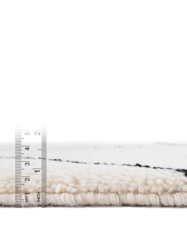 Ivory and Black 10' x 10' Safiya Moroccan Wool Square Area Rug