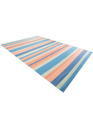 Multicolor 10' x 14' 1 Flatweave Cotton Dhurrie Rectangle Area Rug 100% Chenille All Natural Carpet for Living Rooms, Dining Rooms, Entryway, Foyer for Sale at Rug Engine
