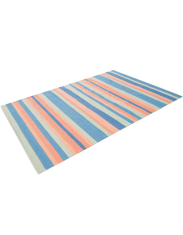 Multicolor 4' 1 x 6' 1 Flatweave Cotton Dhurrie Rectangle Area Rug 100% Chenille All Natural Carpet for Living Rooms, Dining Rooms, Entryway, Foyer for Sale at Rug Engine
