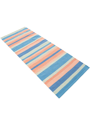 Multicolor 2' x 5' 1 Flatweave Cotton Dhurrie Runner Area Rug 100% Chenille All Natural Carpet for Living Rooms, Dining Rooms, Entryway, Foyer for Sale at Rug Engine