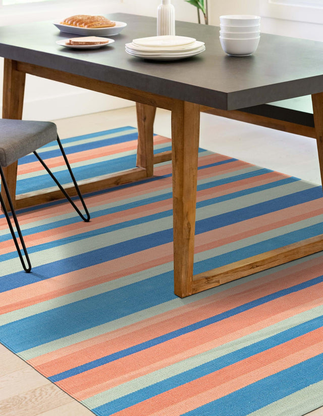 Multicolor 6' 1 x 9' Flatweave Cotton Dhurrie Rectangle Area Rug 100% Chenille All Natural Carpet for Living Rooms, Dining Rooms, Entryway, Foyer for Sale at Rug Engine
