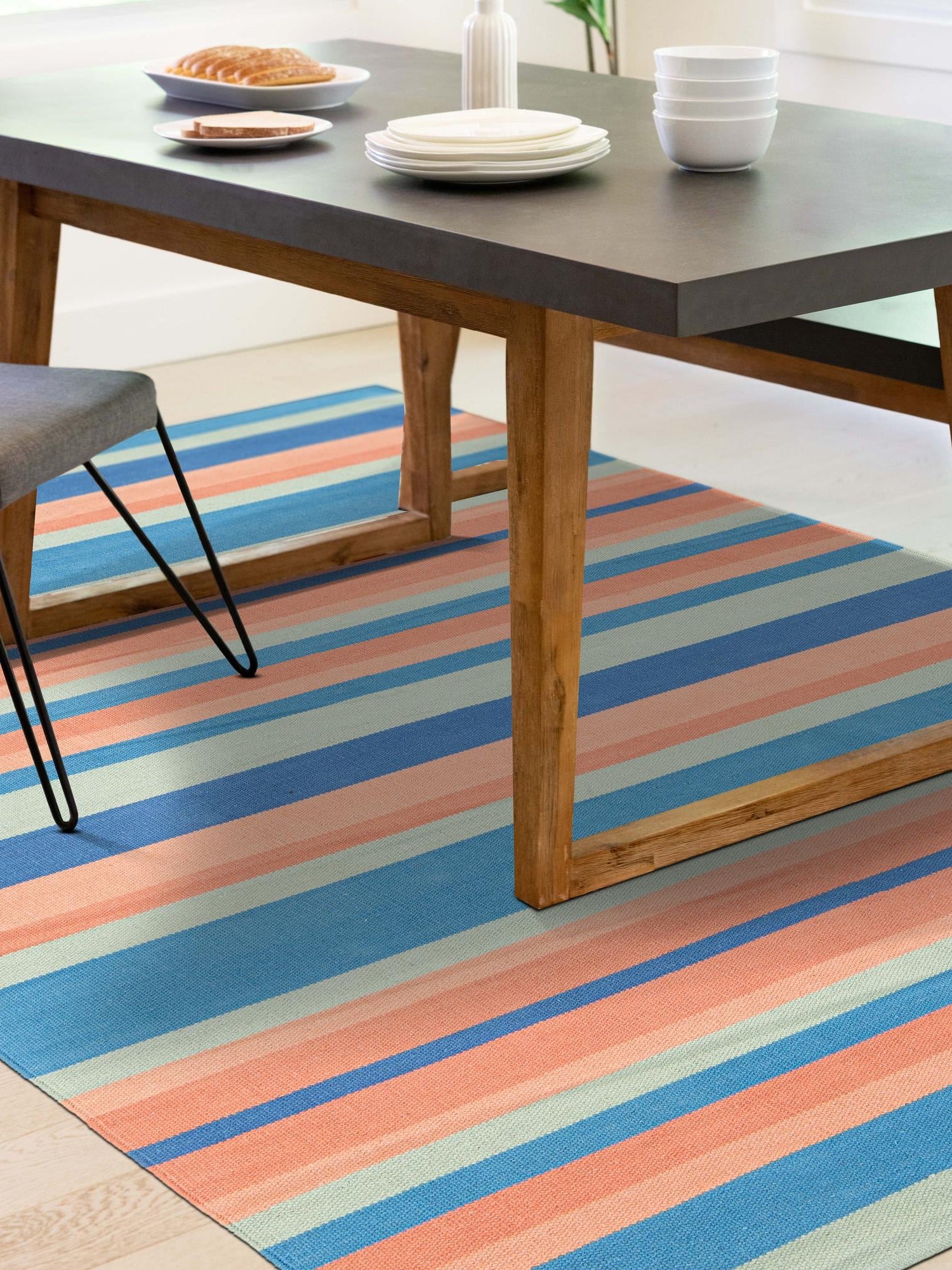 Multicolor 7' 10 x 10' Flatweave Cotton Dhurrie Rectangle Area Rug 100% Chenille All Natural Carpet for Living Rooms, Dining Rooms, Entryway, Foyer for Sale at Rug Engine