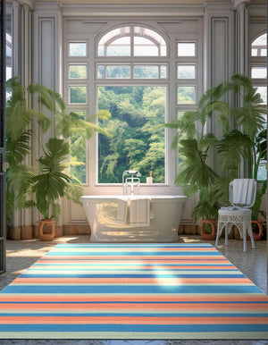 Multicolor 4' 1 x 6' 1 Flatweave Cotton Dhurrie Rectangle Area Rug 100% Chenille All Natural Carpet for Living Rooms, Dining Rooms, Entryway, Foyer for Sale at Rug Engine