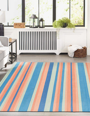 Multicolor 4' 1 x 6' 1 Flatweave Cotton Dhurrie Rectangle Area Rug 100% Chenille All Natural Carpet for Living Rooms, Dining Rooms, Entryway, Foyer for Sale at Rug Engine