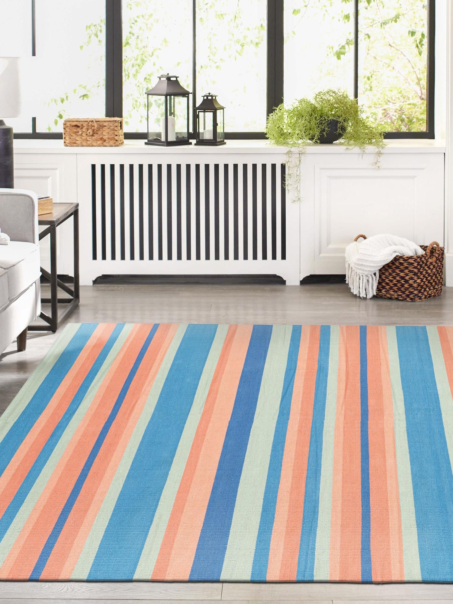 Multicolor 3' 1 x 5' 1 Flatweave Cotton Dhurrie Rectangle Area Rug 100% Chenille All Natural Carpet for Living Rooms, Dining Rooms, Entryway, Foyer for Sale at Rug Engine