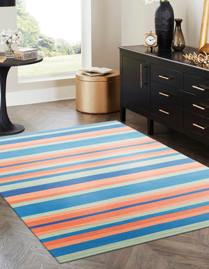 Multicolor 4' 1 x 6' 1 Flatweave Cotton Dhurrie Rectangle Area Rug 100% Chenille All Natural Carpet for Living Rooms, Dining Rooms, Entryway, Foyer for Sale at Rug Engine