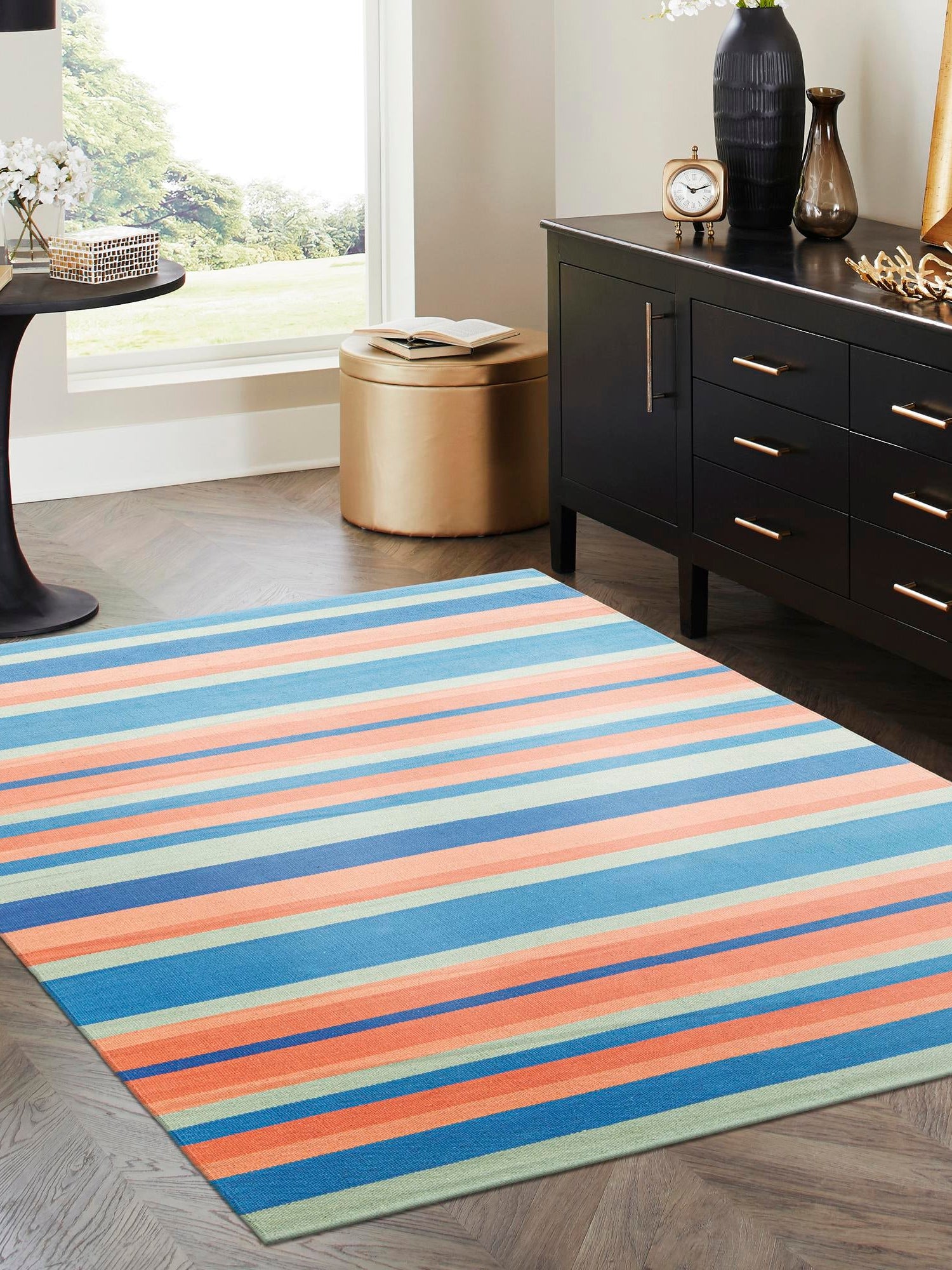Multicolor 6' 1 x 9' Flatweave Cotton Dhurrie Rectangle Area Rug 100% Chenille All Natural Carpet for Living Rooms, Dining Rooms, Entryway, Foyer for Sale at Rug Engine