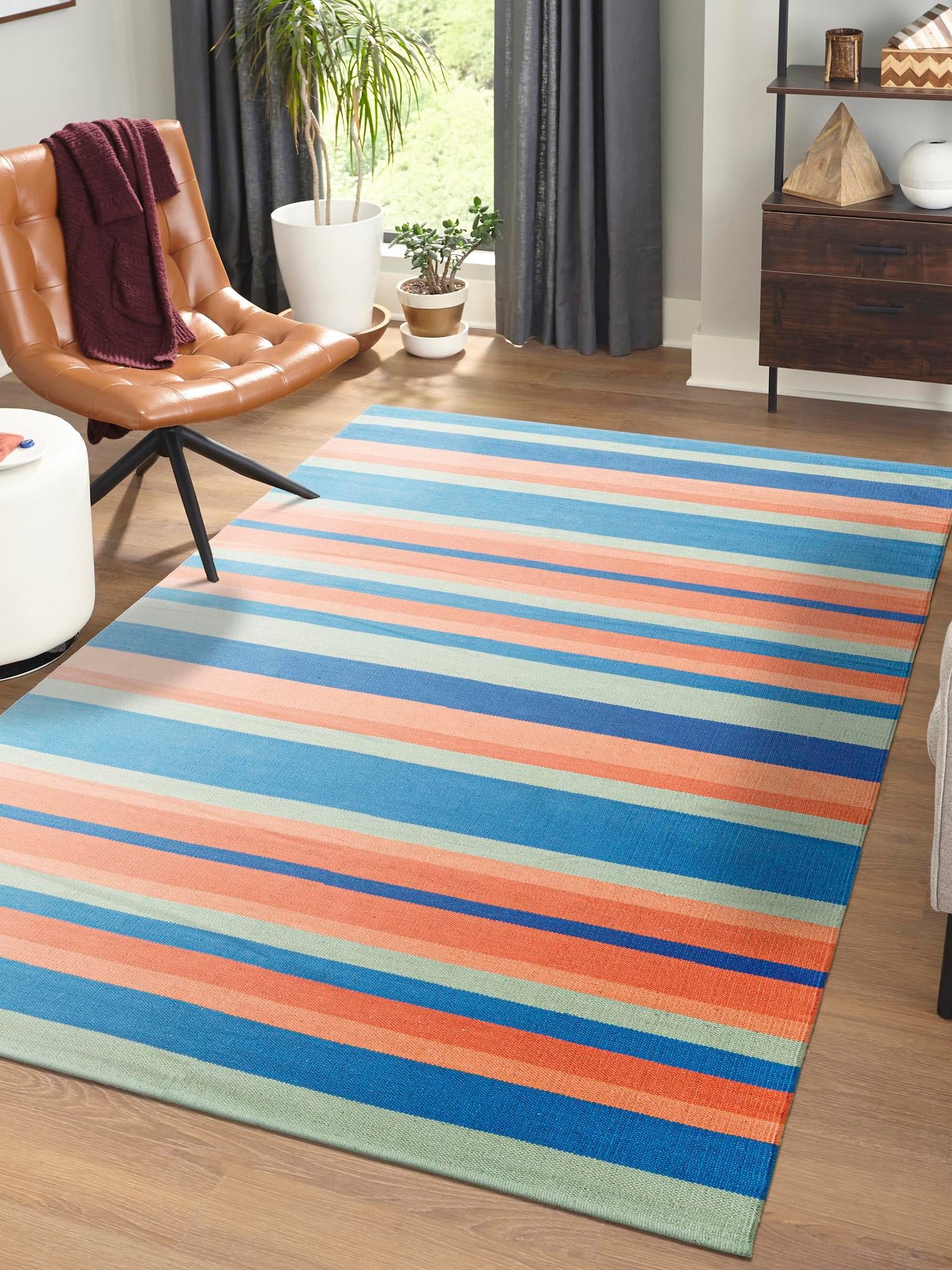 Multicolor 5' 1 x 8' Flatweave Cotton Dhurrie Rectangle Area Rug 100% Chenille All Natural Carpet for Living Rooms, Dining Rooms, Entryway, Foyer for Sale at Rug Engine