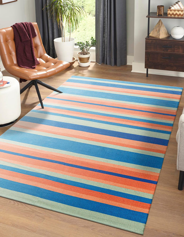 Multicolor 6' 1 x 9' Flatweave Cotton Dhurrie Rectangle Area Rug 100% Chenille All Natural Carpet for Living Rooms, Dining Rooms, Entryway, Foyer for Sale at Rug Engine