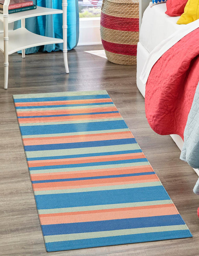 Multicolor 2' x 5' 1 Flatweave Cotton Dhurrie Runner Area Rug 100% Chenille All Natural Carpet for Living Rooms, Dining Rooms, Entryway, Foyer for Sale at Rug Engine
