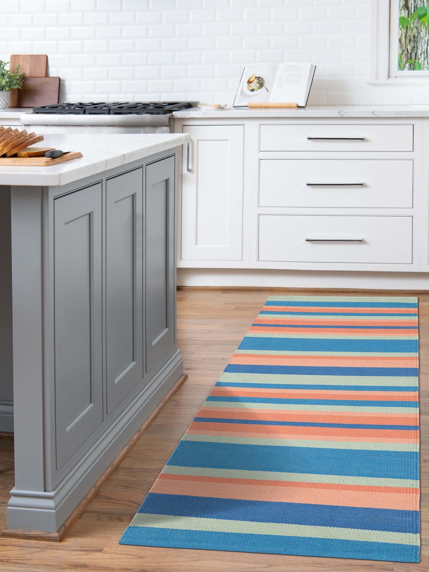 Multicolor 2' 7 x 12' Flatweave Cotton Dhurrie Runner Area Rug 100% Chenille All Natural Carpet for Living Rooms, Dining Rooms, Entryway, Foyer for Sale at Rug Engine