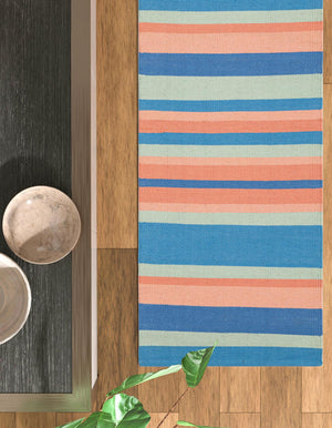 Multicolor 2' x 8' Flatweave Cotton Dhurrie Runner Area Rug 100% Chenille All Natural Carpet for Living Rooms, Dining Rooms, Entryway, Foyer for Sale at Rug Engine