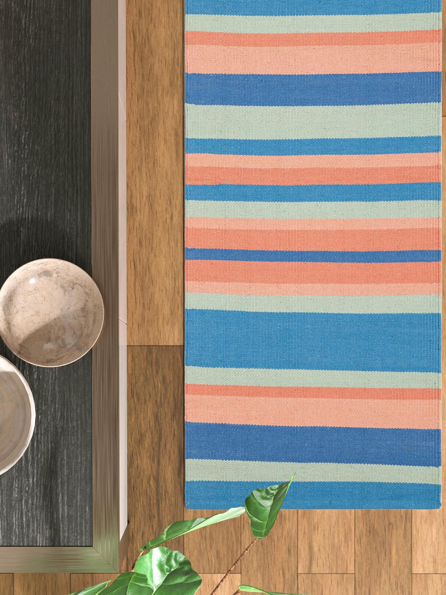 Multicolor 2' x 5' 1 Flatweave Cotton Dhurrie Runner Area Rug 100% Chenille All Natural Carpet for Living Rooms, Dining Rooms, Entryway, Foyer for Sale at Rug Engine