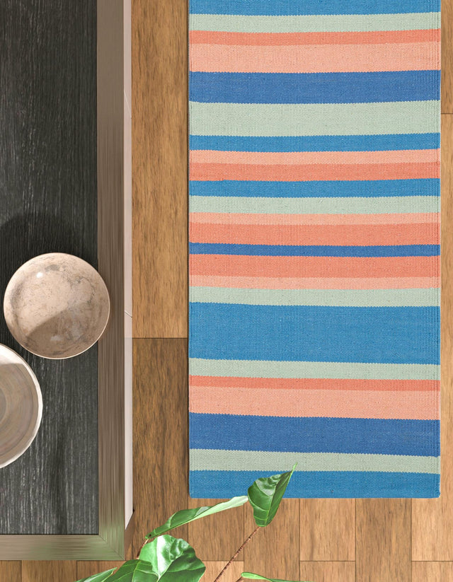 Multicolor 2' x 5' 1 Flatweave Cotton Dhurrie Runner Area Rug 100% Chenille All Natural Carpet for Living Rooms, Dining Rooms, Entryway, Foyer for Sale at Rug Engine