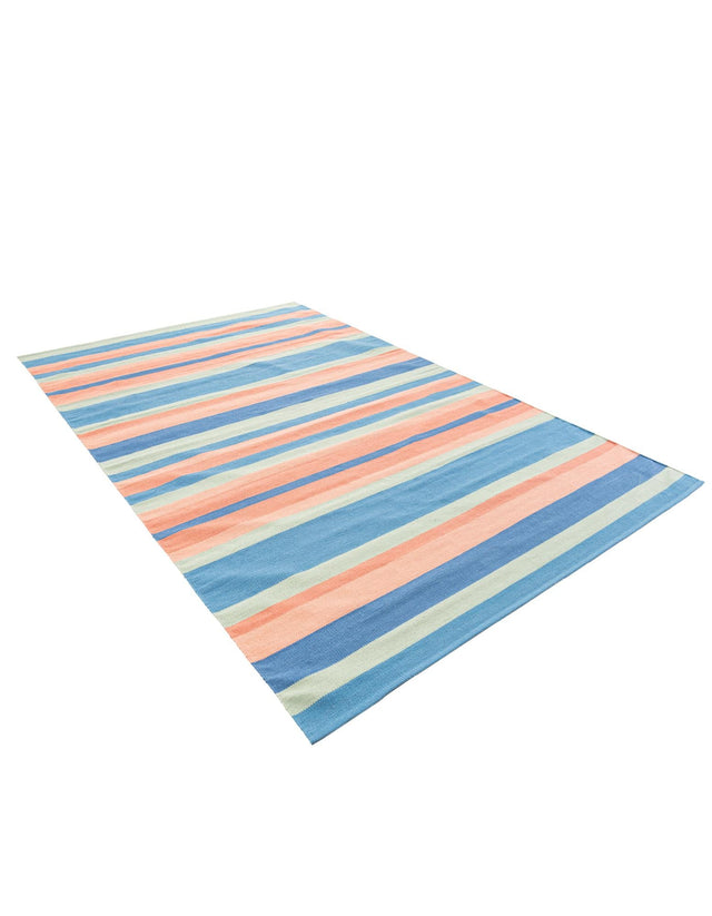 Multicolor 6' 1 x 9' Flatweave Cotton Dhurrie Rectangle Area Rug 100% Chenille All Natural Carpet for Living Rooms, Dining Rooms, Entryway, Foyer for Sale at Rug Engine