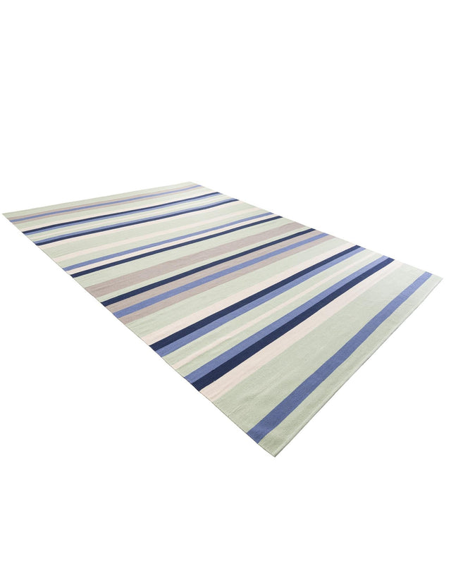 Aqua Blue and Gray 10' x 14' 1 Flatweave Cotton Dhurrie Rectangle Area Rug 100% Chenille All Natural Carpet for Living Rooms, Dining Rooms, Entryway, Foyer for Sale at Rug Engine