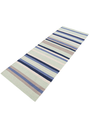 Aqua Blue and Gray 2' x 5' 1 Flatweave Cotton Dhurrie Runner Area Rug 100% Chenille All Natural Carpet for Living Rooms, Dining Rooms, Entryway, Foyer for Sale at Rug Engine