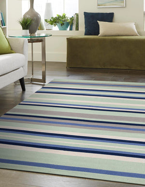 Aqua Blue and Gray 4' 1 x 6' 1 Flatweave Cotton Dhurrie Rectangle Area Rug 100% Chenille All Natural Carpet for Living Rooms, Dining Rooms, Entryway, Foyer for Sale at Rug Engine