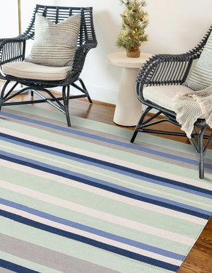 Aqua Blue and Gray 10' x 14' 1 Flatweave Cotton Dhurrie Rectangle Area Rug 100% Chenille All Natural Carpet for Living Rooms, Dining Rooms, Entryway, Foyer for Sale at Rug Engine