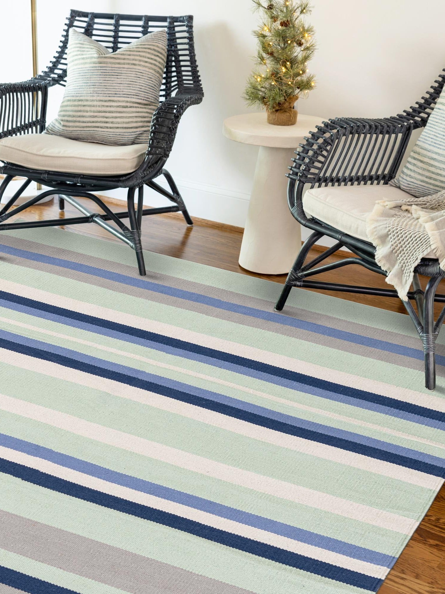 Aqua Blue and Gray 6' 1 x 9' Flatweave Cotton Dhurrie Rectangle Area Rug 100% Chenille All Natural Carpet for Living Rooms, Dining Rooms, Entryway, Foyer for Sale at Rug Engine
