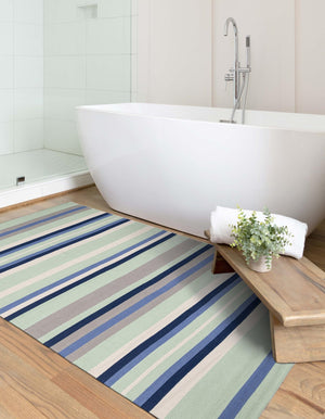 Aqua Blue and Gray 6' 1 x 9' Flatweave Cotton Dhurrie Rectangle Area Rug 100% Chenille All Natural Carpet for Living Rooms, Dining Rooms, Entryway, Foyer for Sale at Rug Engine