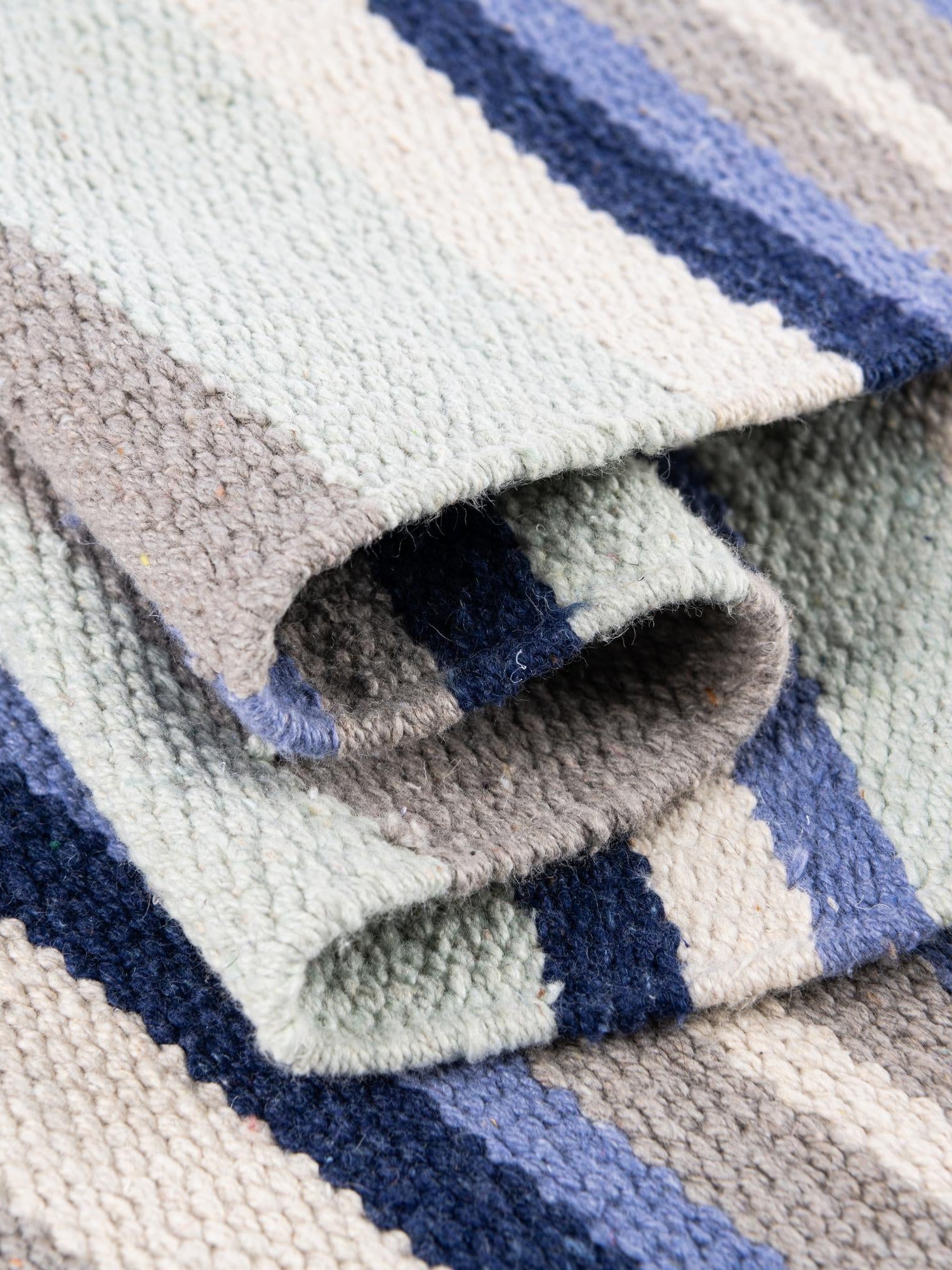 Aqua Blue and Gray 10' x 14' 1 Flatweave Cotton Dhurrie Rectangle Area Rug 100% Chenille All Natural Carpet for Living Rooms, Dining Rooms, Entryway, Foyer for Sale at Rug Engine