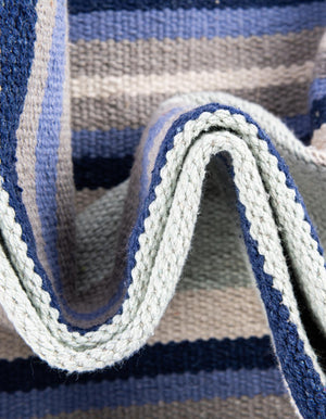 Aqua Blue and Gray 2' x 5' 1 Flatweave Cotton Dhurrie Runner Area Rug 100% Chenille All Natural Carpet for Living Rooms, Dining Rooms, Entryway, Foyer for Sale at Rug Engine