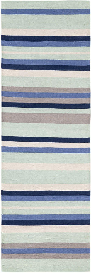 Aqua Blue and Gray 2' x 6' 1 Flatweave Cotton Dhurrie Runner Area Rug 100% Chenille All Natural Carpet for Living Rooms, Dining Rooms, Entryway, Foyer for Sale at Rug Engine