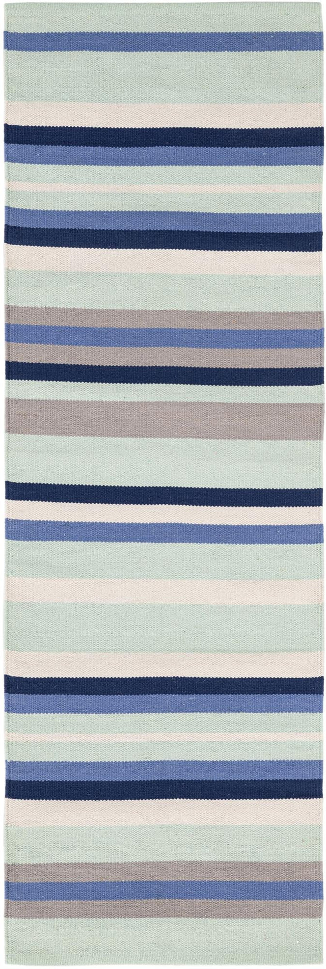 Aqua Blue and Gray 2' x 6' 1 Flatweave Cotton Dhurrie Runner Area Rug 100% Chenille All Natural Carpet for Living Rooms, Dining Rooms, Entryway, Foyer for Sale at Rug Engine