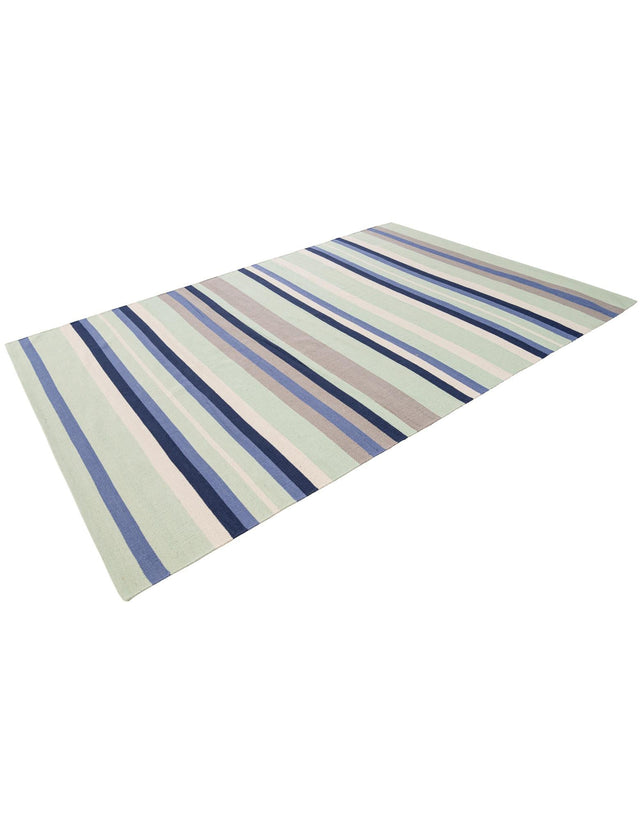 Aqua Blue and Gray 6' 1 x 9' Flatweave Cotton Dhurrie Rectangle Area Rug 100% Chenille All Natural Carpet for Living Rooms, Dining Rooms, Entryway, Foyer for Sale at Rug Engine