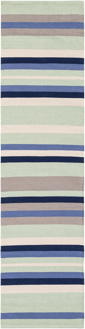 Aqua Blue and Gray 2' x 8' Flatweave Cotton Dhurrie Runner Area Rug 100% Chenille All Natural Carpet for Living Rooms, Dining Rooms, Entryway, Foyer for Sale at Rug Engine