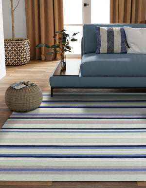 Aqua Blue and Gray 7' 10 x 7' 10 Flatweave Cotton Dhurrie Square Area Rug 100% Chenille All Natural Carpet for Living Rooms, Dining Rooms, Entryway, Foyer for Sale at Rug Engine