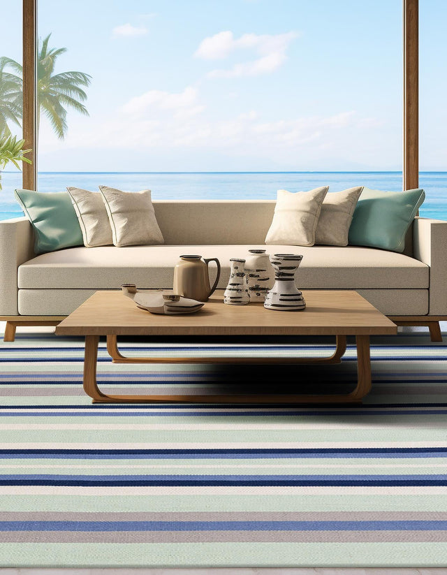 Aqua Blue and Gray 7' 10 x 7' 10 Flatweave Cotton Dhurrie Square Area Rug 100% Chenille All Natural Carpet for Living Rooms, Dining Rooms, Entryway, Foyer for Sale at Rug Engine