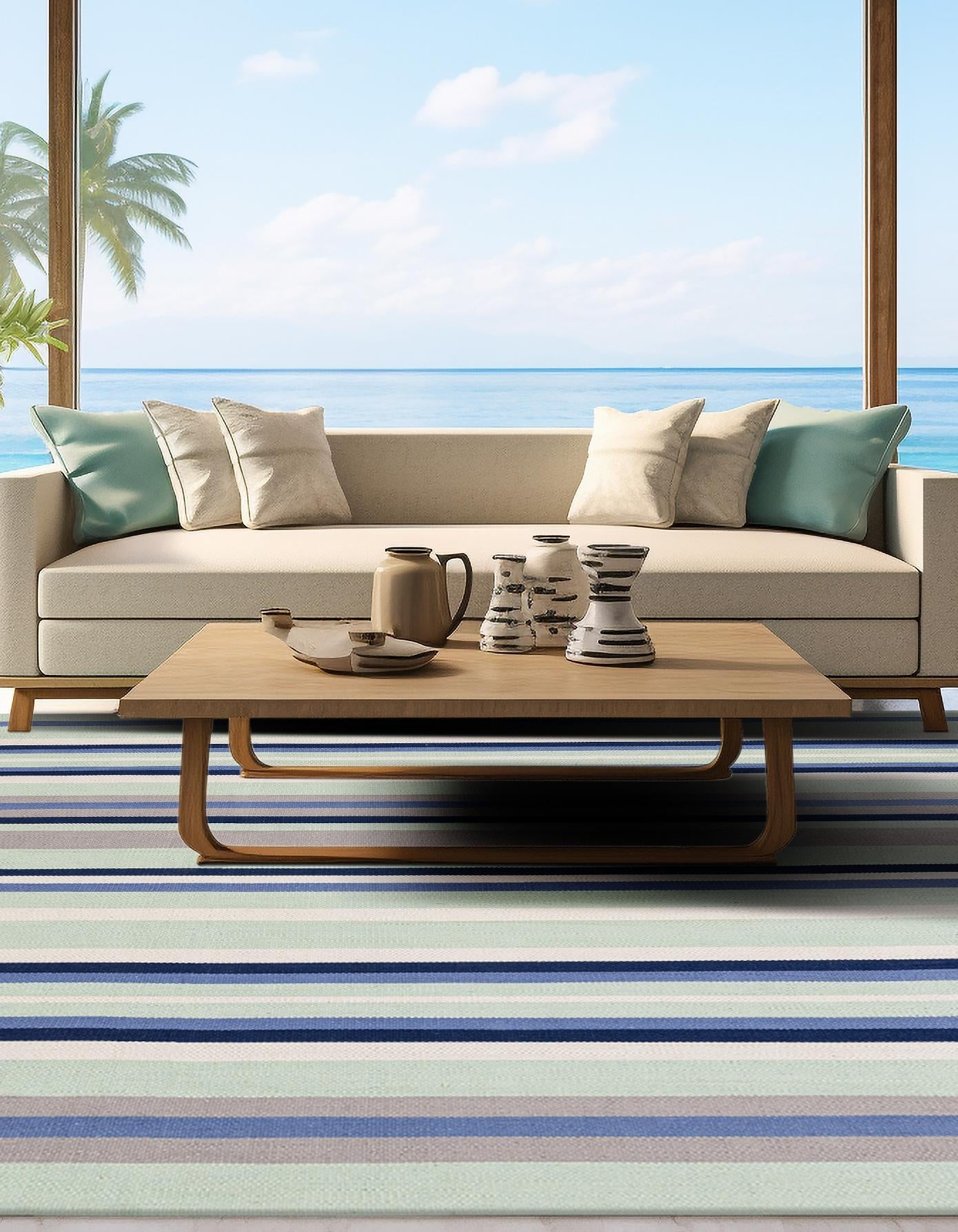 Aqua Blue and Gray 10' x 10' Flatweave Cotton Dhurrie Square Area Rug 100% Chenille All Natural Carpet for Living Rooms, Dining Rooms, Entryway, Foyer for Sale at Rug Engine