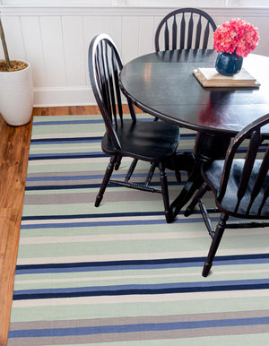 Aqua Blue and Gray 10' x 10' Flatweave Cotton Dhurrie Square Area Rug 100% Chenille All Natural Carpet for Living Rooms, Dining Rooms, Entryway, Foyer for Sale at Rug Engine