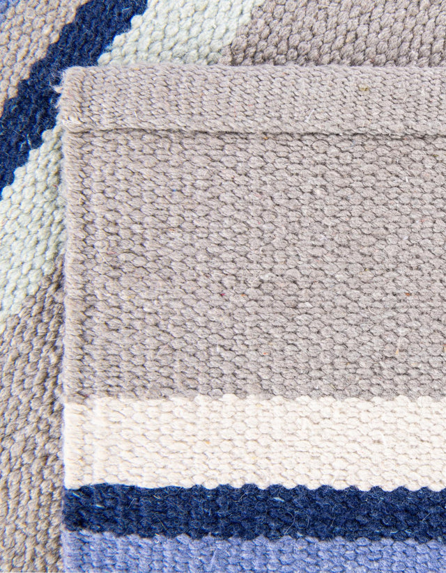 Aqua Blue and Gray 10' x 10' Flatweave Cotton Dhurrie Square Area Rug 100% Chenille All Natural Carpet for Living Rooms, Dining Rooms, Entryway, Foyer for Sale at Rug Engine