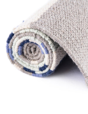 Aqua Blue and Gray 7' 10 x 7' 10 Flatweave Cotton Dhurrie Square Area Rug 100% Chenille All Natural Carpet for Living Rooms, Dining Rooms, Entryway, Foyer for Sale at Rug Engine